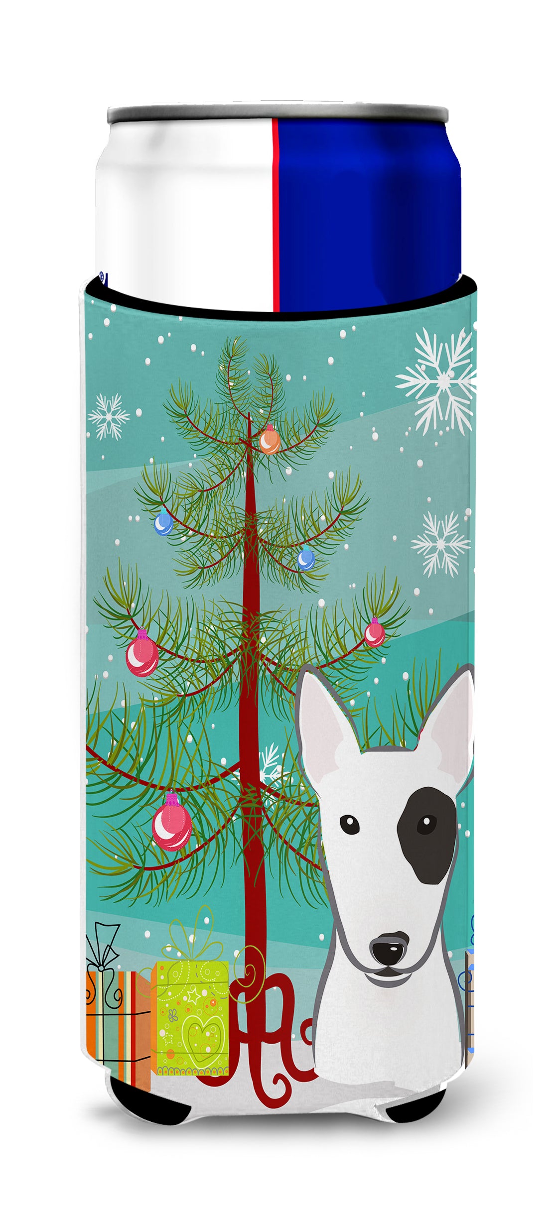 Christmas Tree and Bull Terrier Ultra Beverage Insulators for slim cans BB1581MUK  the-store.com.