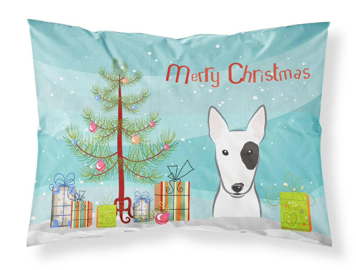 Christmas Tree and Bull Terrier Fabric Standard Pillowcase BB1581PILLOWCASE by Caroline&#39;s Treasures