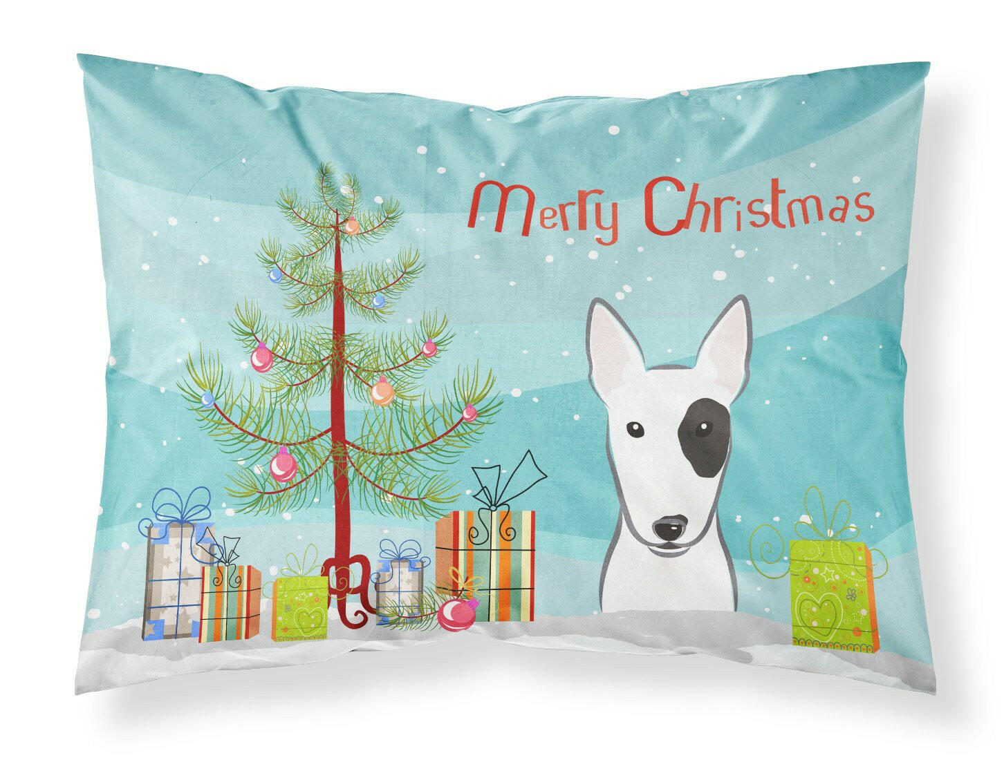 Christmas Tree and Bull Terrier Fabric Standard Pillowcase BB1581PILLOWCASE by Caroline's Treasures