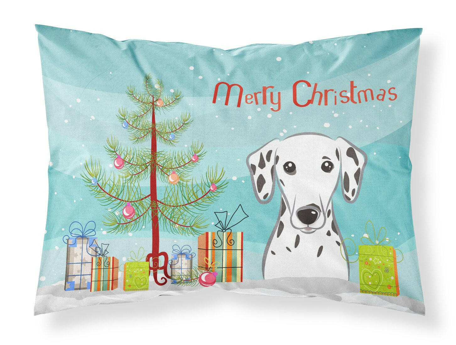 Christmas Tree and Dalmatian Fabric Standard Pillowcase BB1582PILLOWCASE by Caroline's Treasures