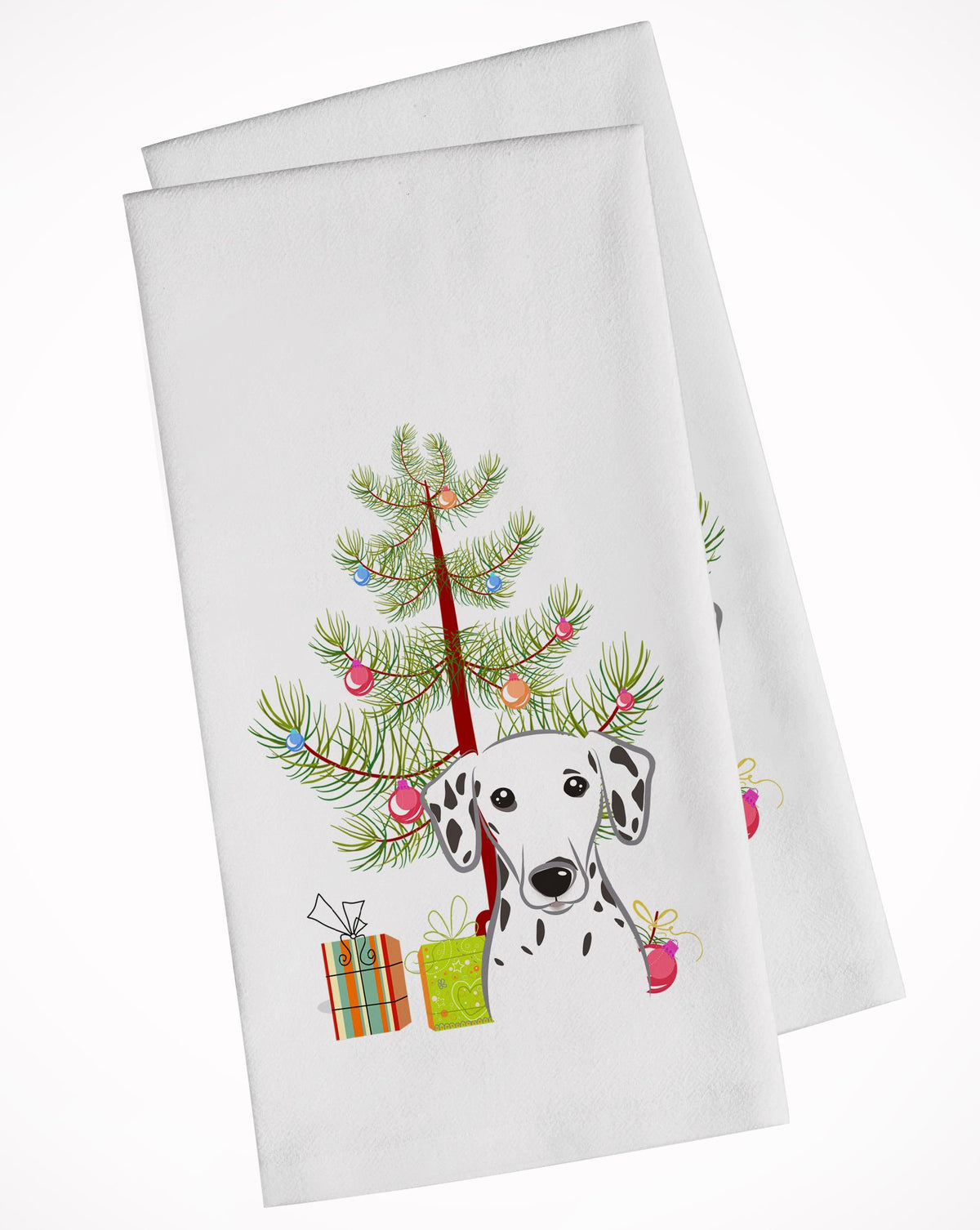 Christmas Tree and Dalmatian White Kitchen Towel Set of 2 BB1582WTKT by Caroline&#39;s Treasures