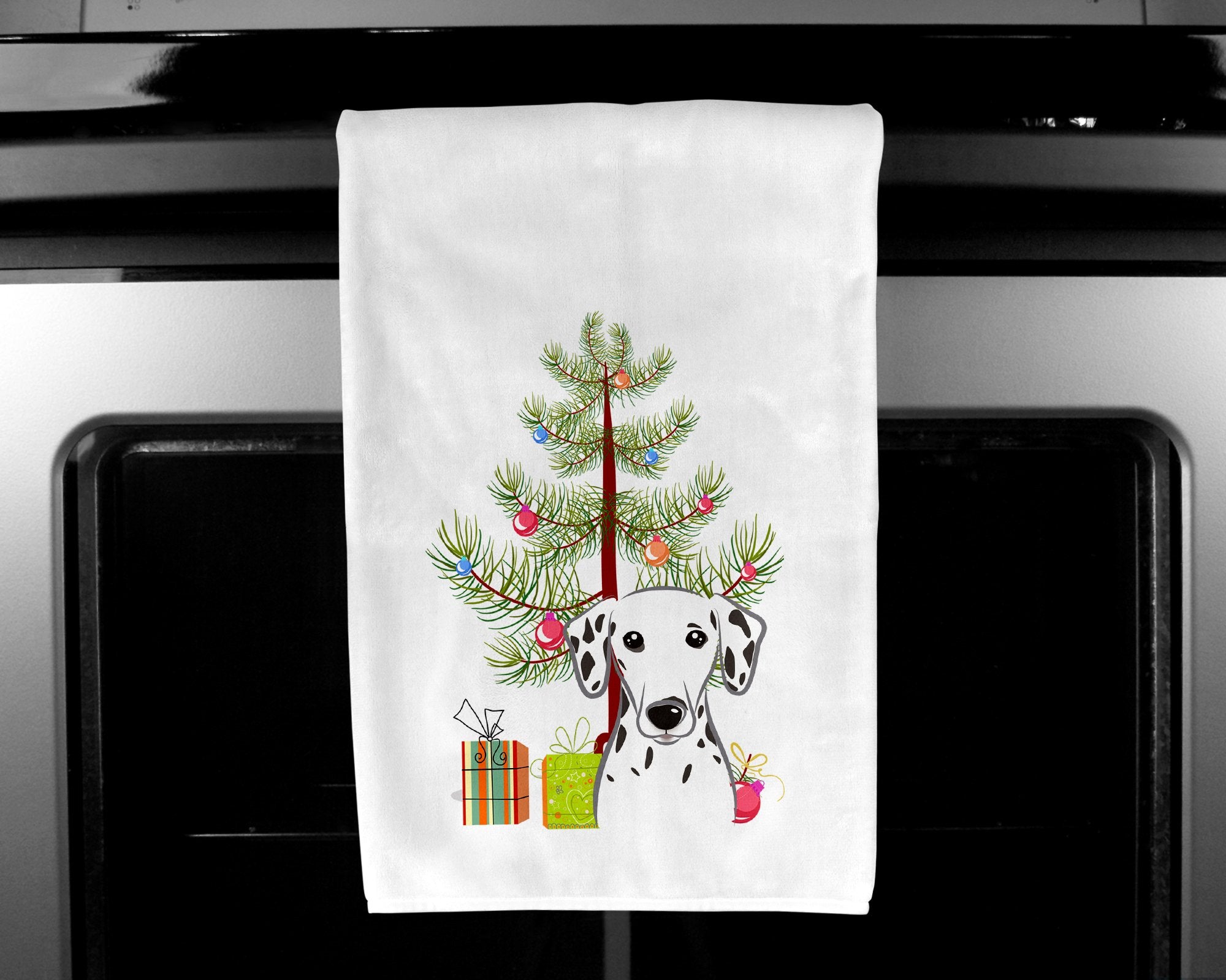 Christmas Tree and Dalmatian White Kitchen Towel Set of 2 BB1582WTKT by Caroline's Treasures