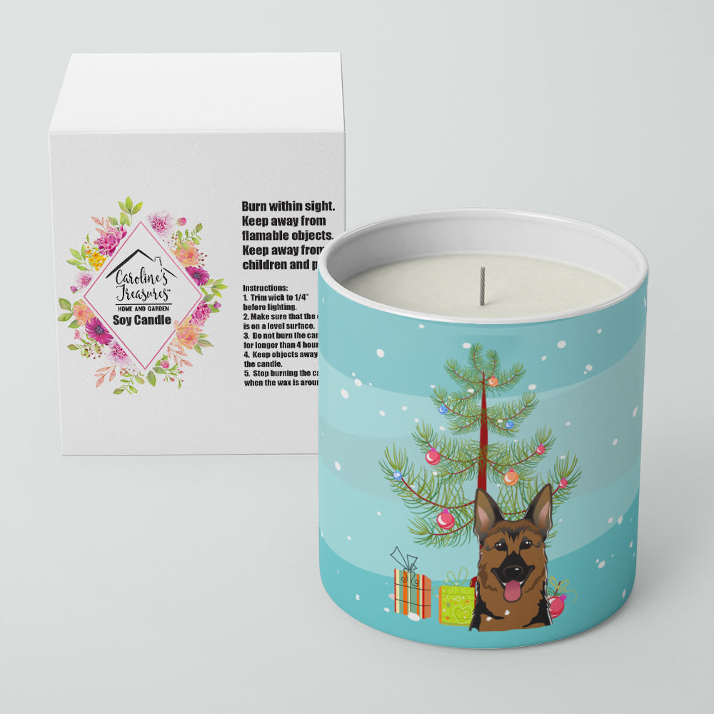 Christmas Tree and German Shepherd 10 oz Decorative Soy Candle - the-store.com