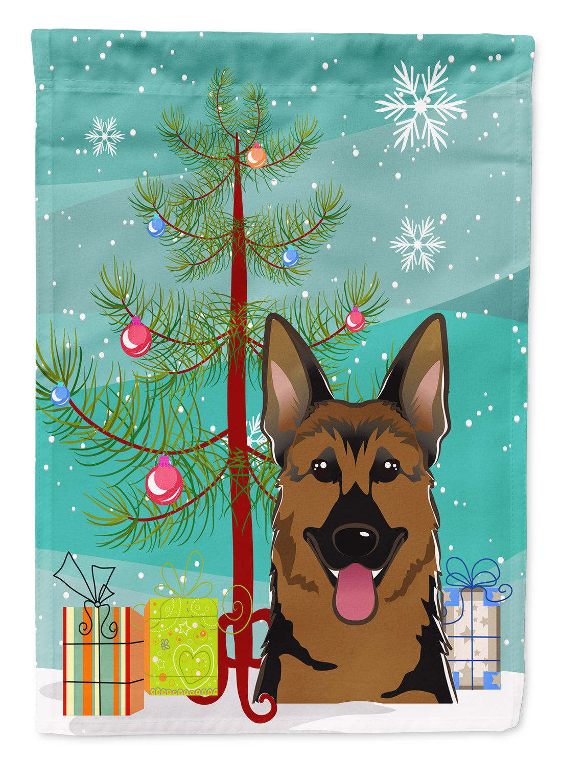 Christmas Tree and German Shepherd Flag Canvas House Size BB1583CHF  the-store.com.