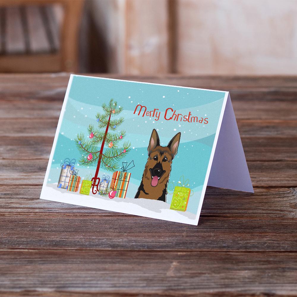Christmas Tree and German Shepherd Greeting Cards and Envelopes Pack of 8 - the-store.com