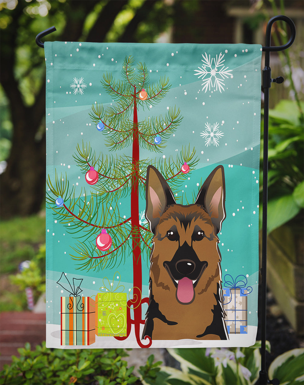 Christmas Tree and German Shepherd Flag Garden Size BB1583GF