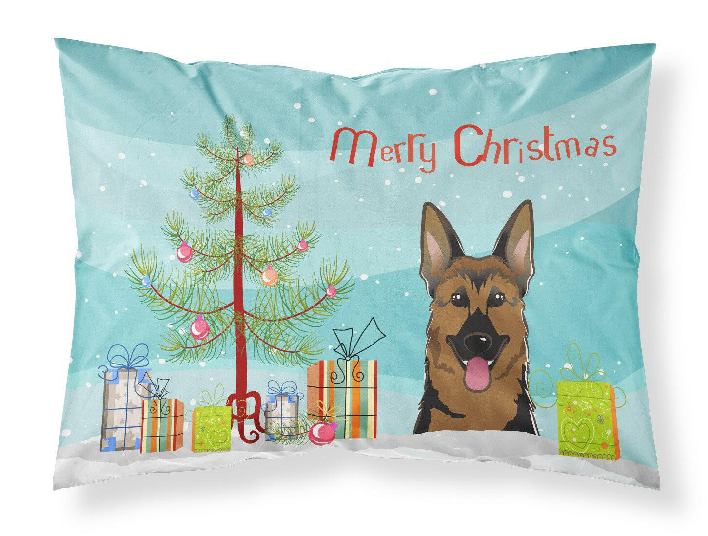 Christmas Tree and German Shepherd Fabric Standard Pillowcase BB1583PILLOWCASE by Caroline's Treasures
