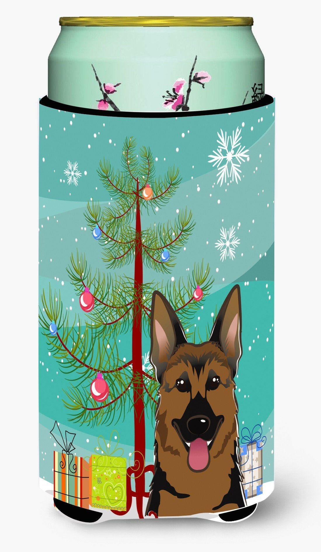 Christmas Tree and German Shepherd Tall Boy Beverage Insulator Hugger BB1583TBC by Caroline&#39;s Treasures