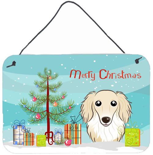 Christmas Tree and Longhair Creme Dachshund Wall or Door Hanging Prints BB1584DS812 by Caroline's Treasures