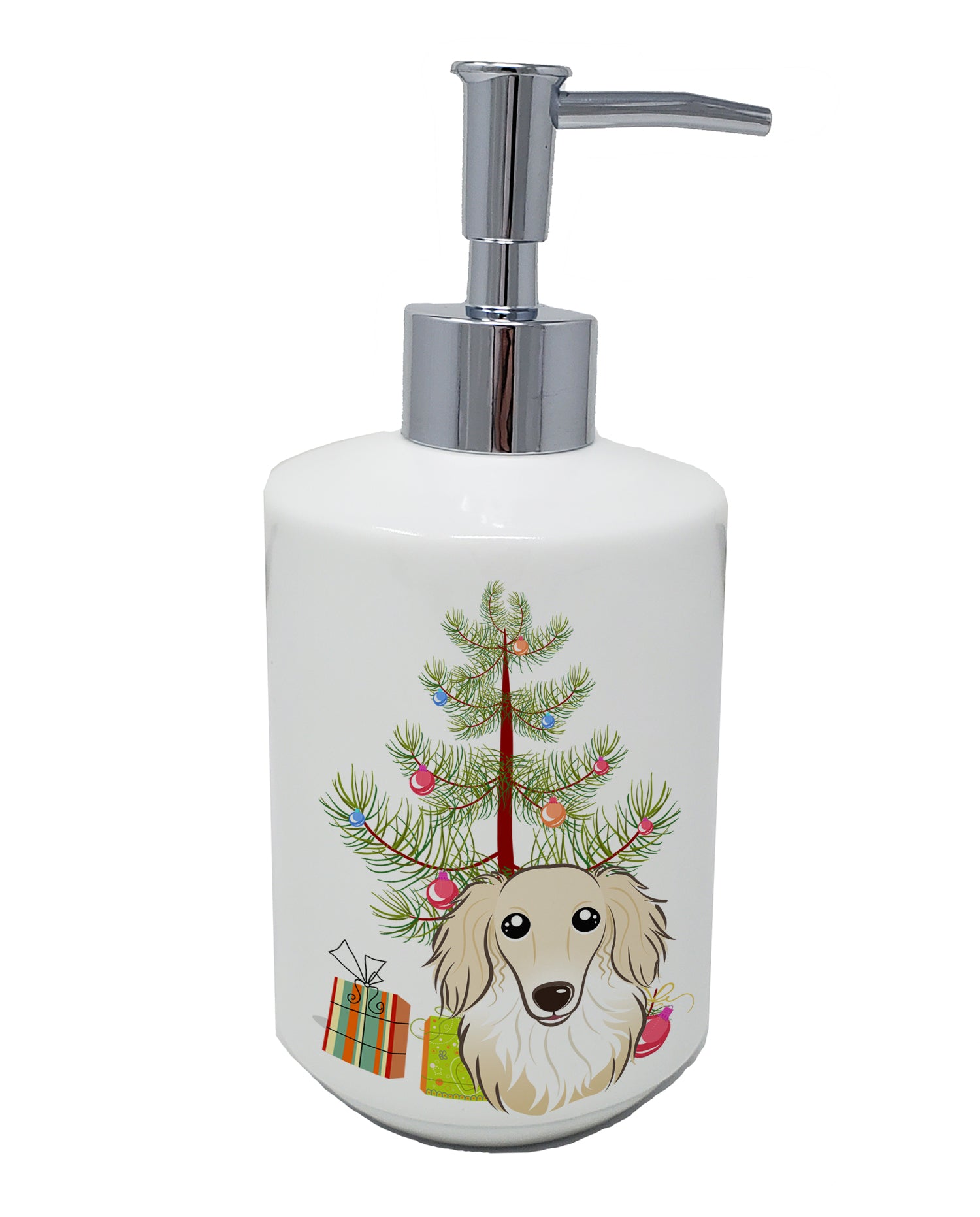 Buy this Christmas Tree and Longhair Creme Dachshund Ceramic Soap Dispenser