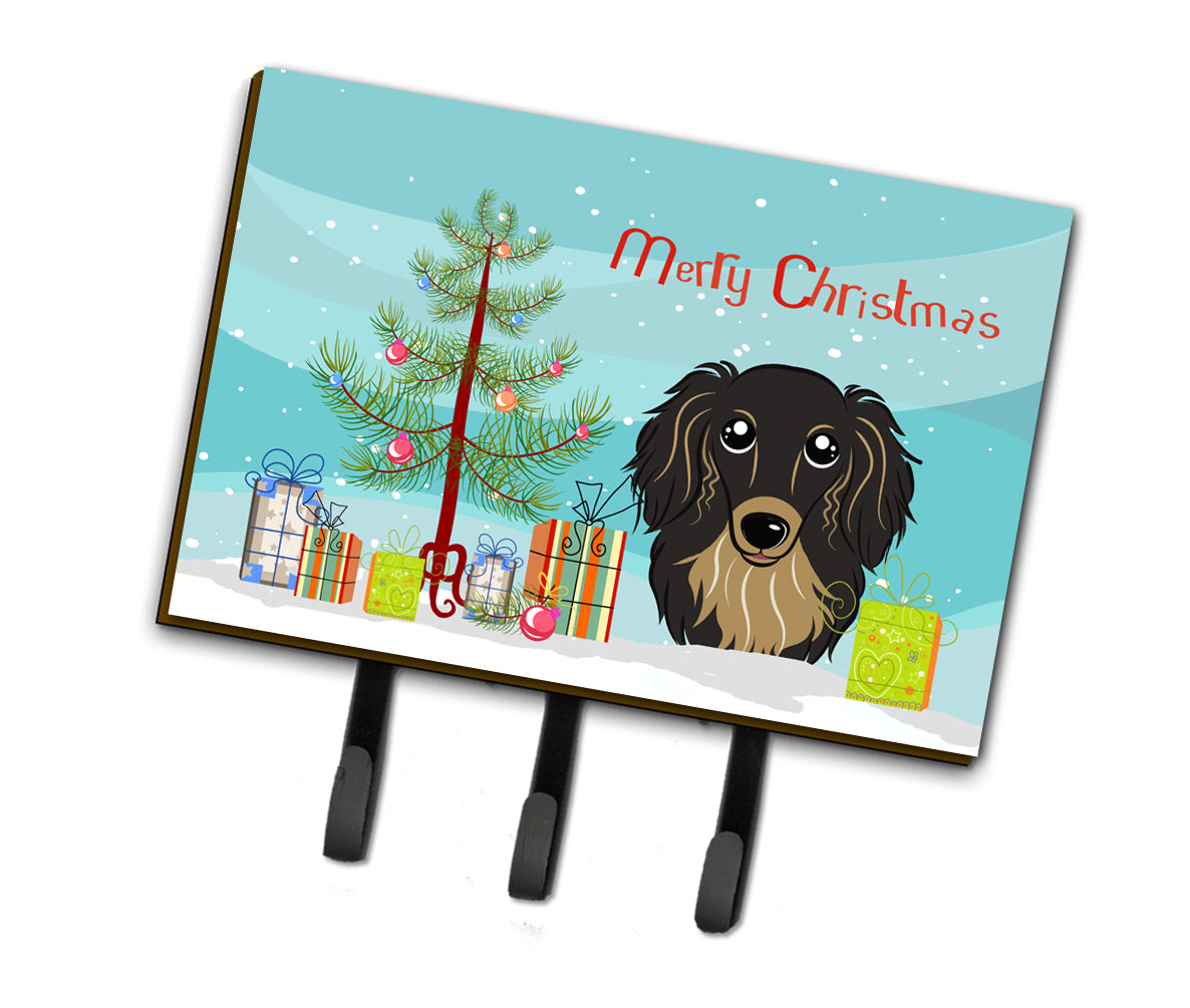 Christmas Tree and Longhair Black and Tan Dachshund Leash or Key Holder BB1585TH68  the-store.com.