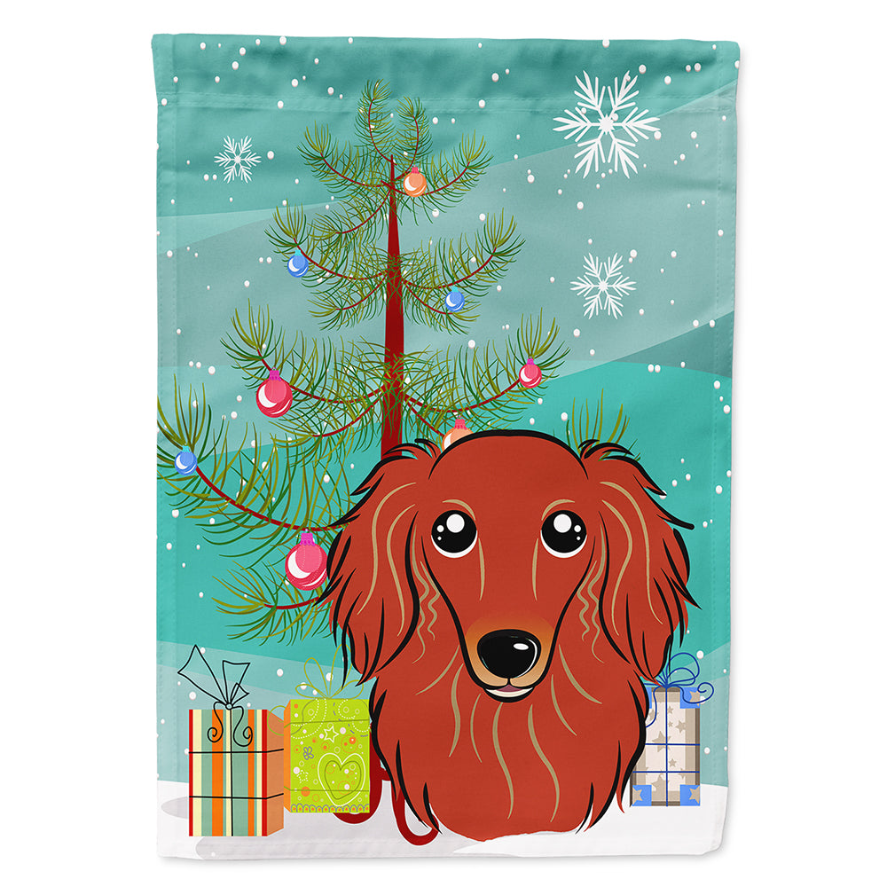 Christmas Tree and Longhair Red Dachshund Flag Canvas House Size BB1586CHF