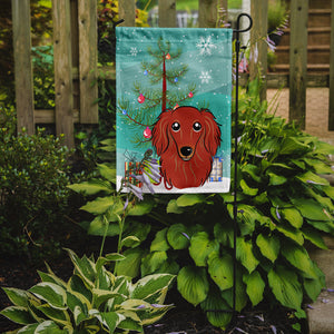 Christmas Tree and Longhair Red Dachshund Flag Garden Size BB1586GF