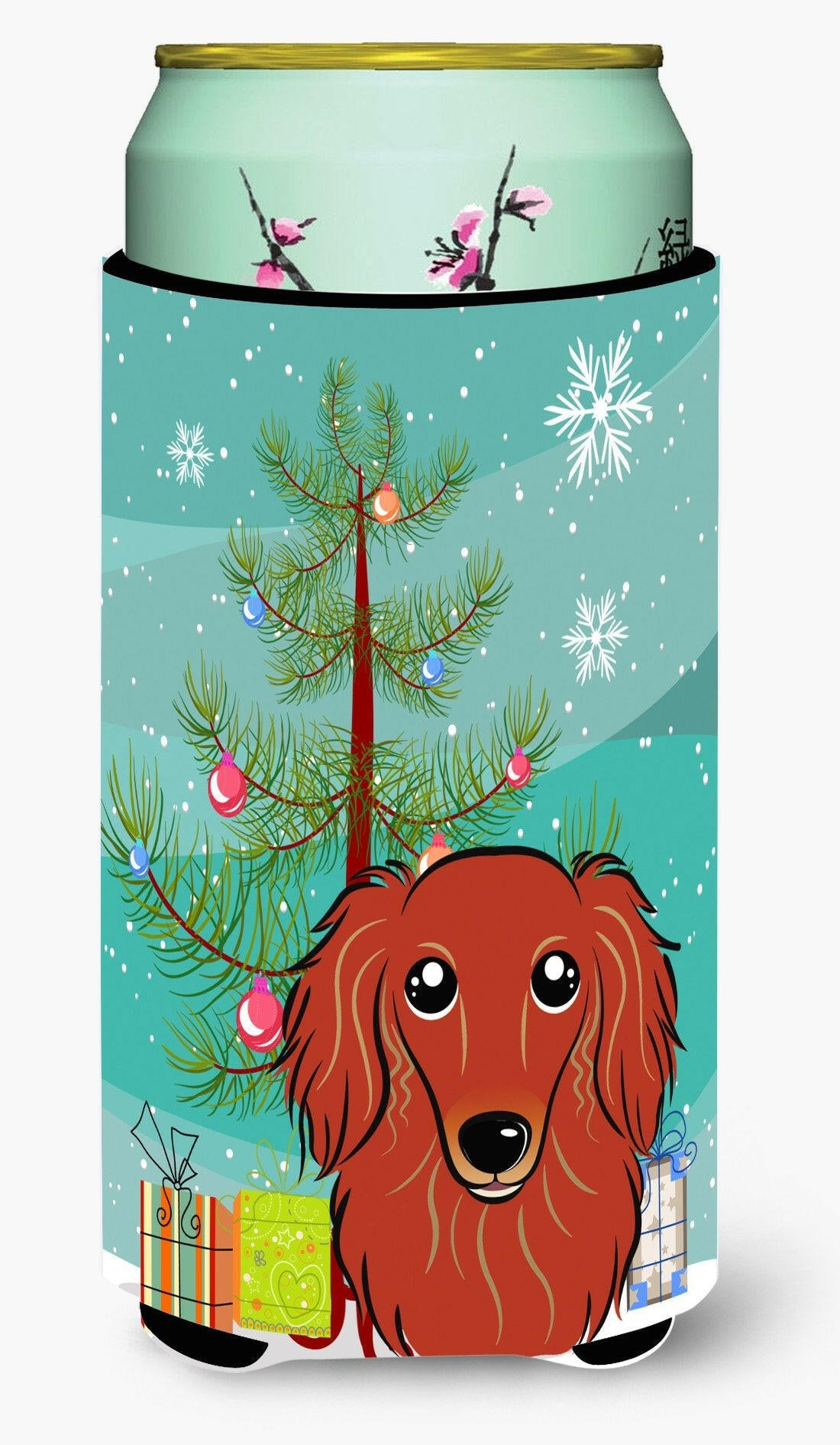 Christmas Tree and Longhair Red Dachshund Tall Boy Beverage Insulator Hugger BB1586TBC by Caroline's Treasures