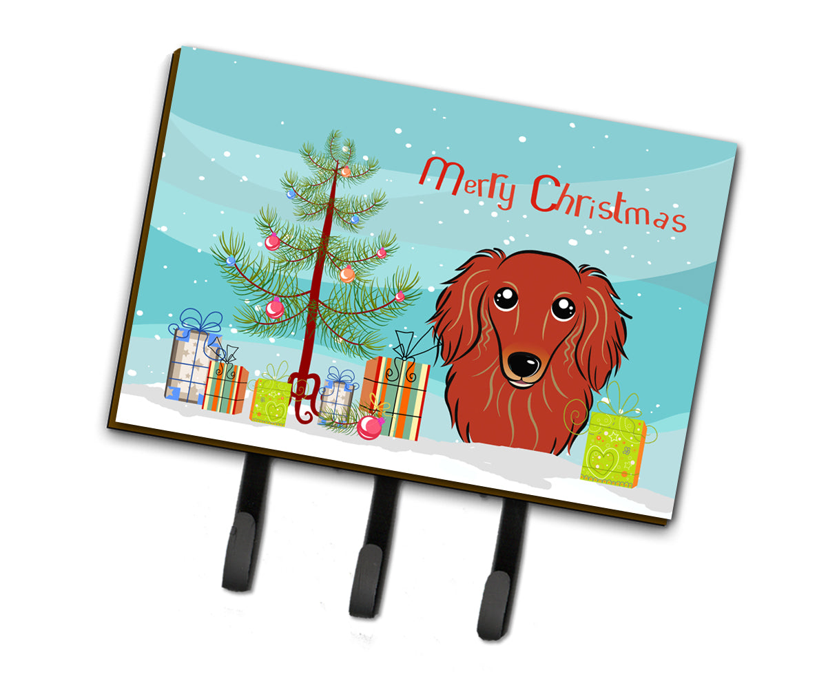 Christmas Tree and Longhair Red Dachshund Leash or Key Holder BB1586TH68  the-store.com.