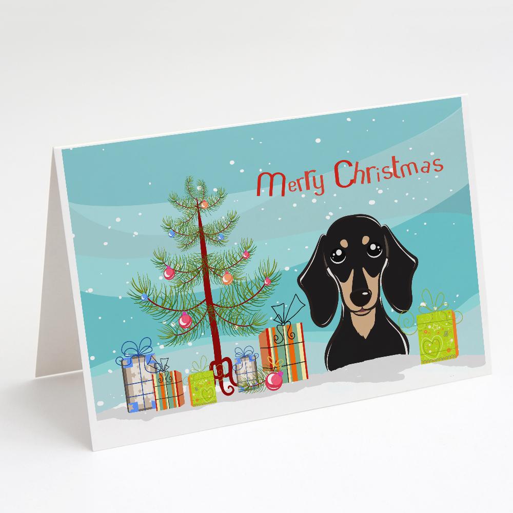 Buy this Christmas Tree and Smooth Black and Tan Dachshund Greeting Cards and Envelopes Pack of 8