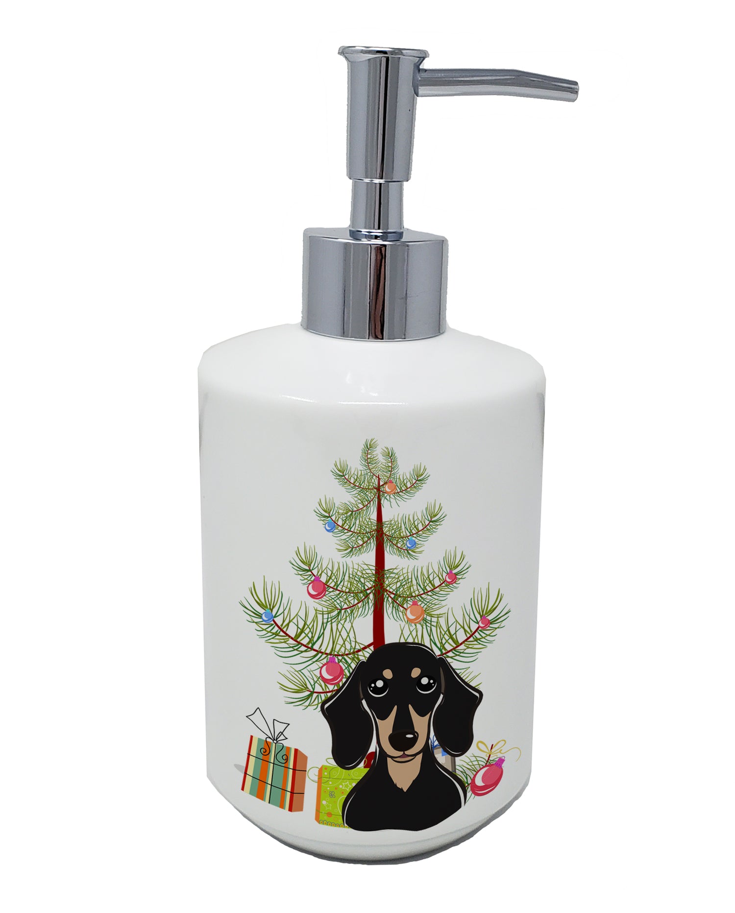 Buy this Christmas Tree and Smooth Black and Tan Dachshund Ceramic Soap Dispenser