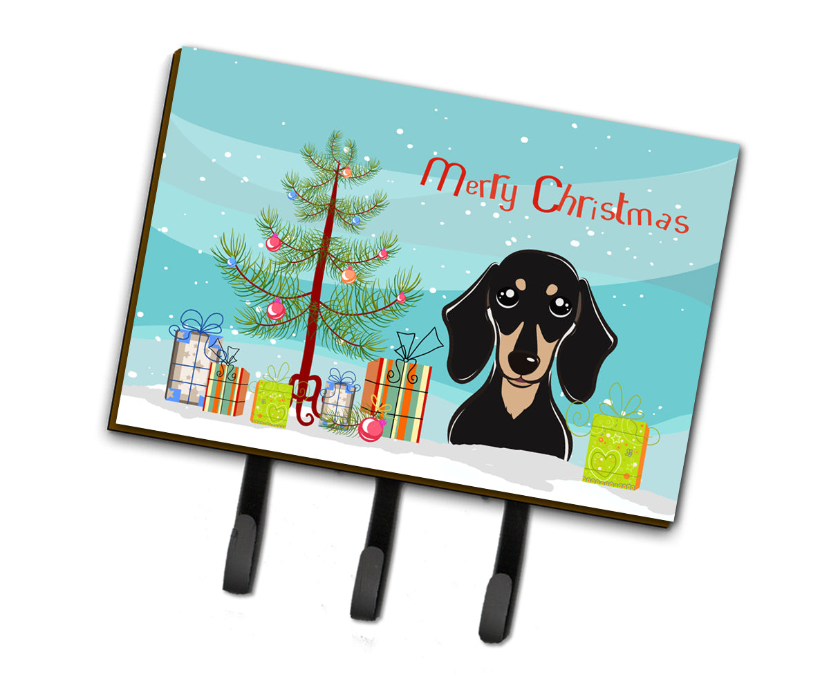 Christmas Tree and Smooth Black and Tan Dachshund Leash or Key Holder BB1587TH68  the-store.com.