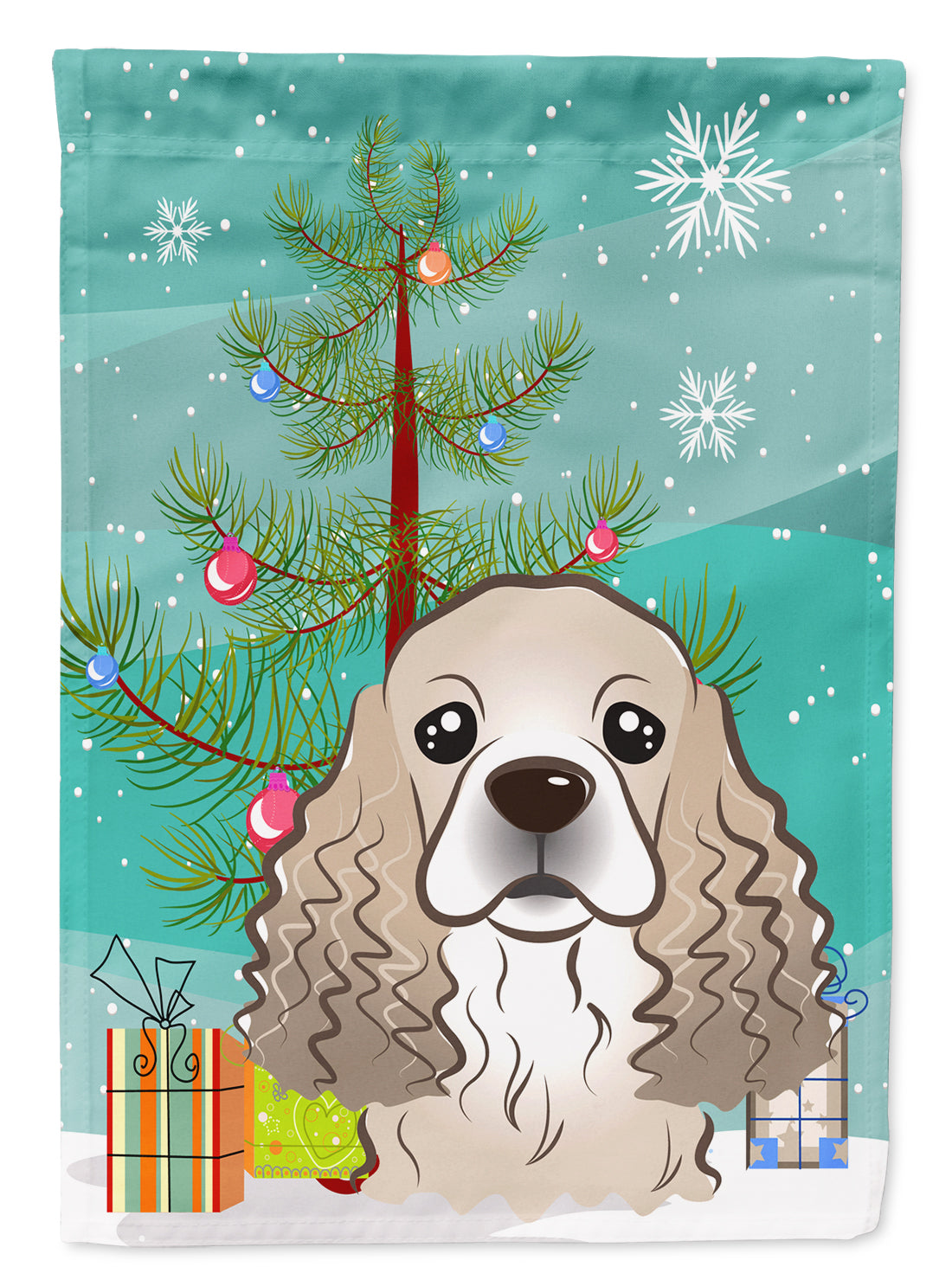 Christmas Tree and Cocker Spaniel Flag Canvas House Size BB1588CHF  the-store.com.