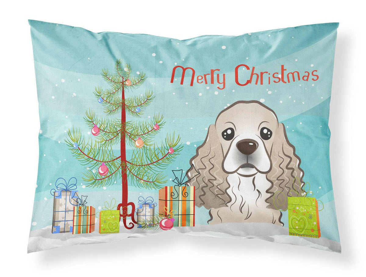 Christmas Tree and Cocker Spaniel Fabric Standard Pillowcase BB1588PILLOWCASE by Caroline&#39;s Treasures