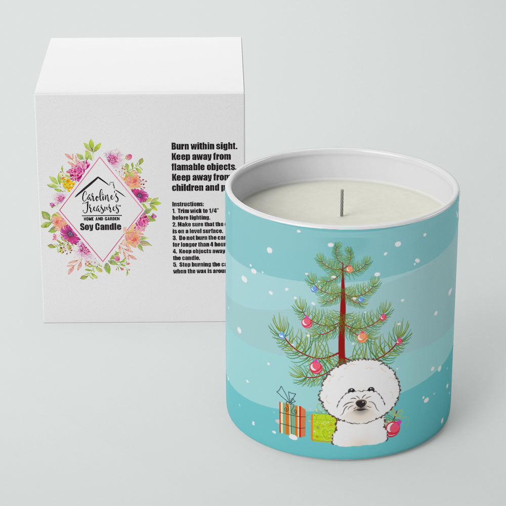 Christmas Tree and Bichon Frise 10 oz Decorative Soy Candle - the-store.com