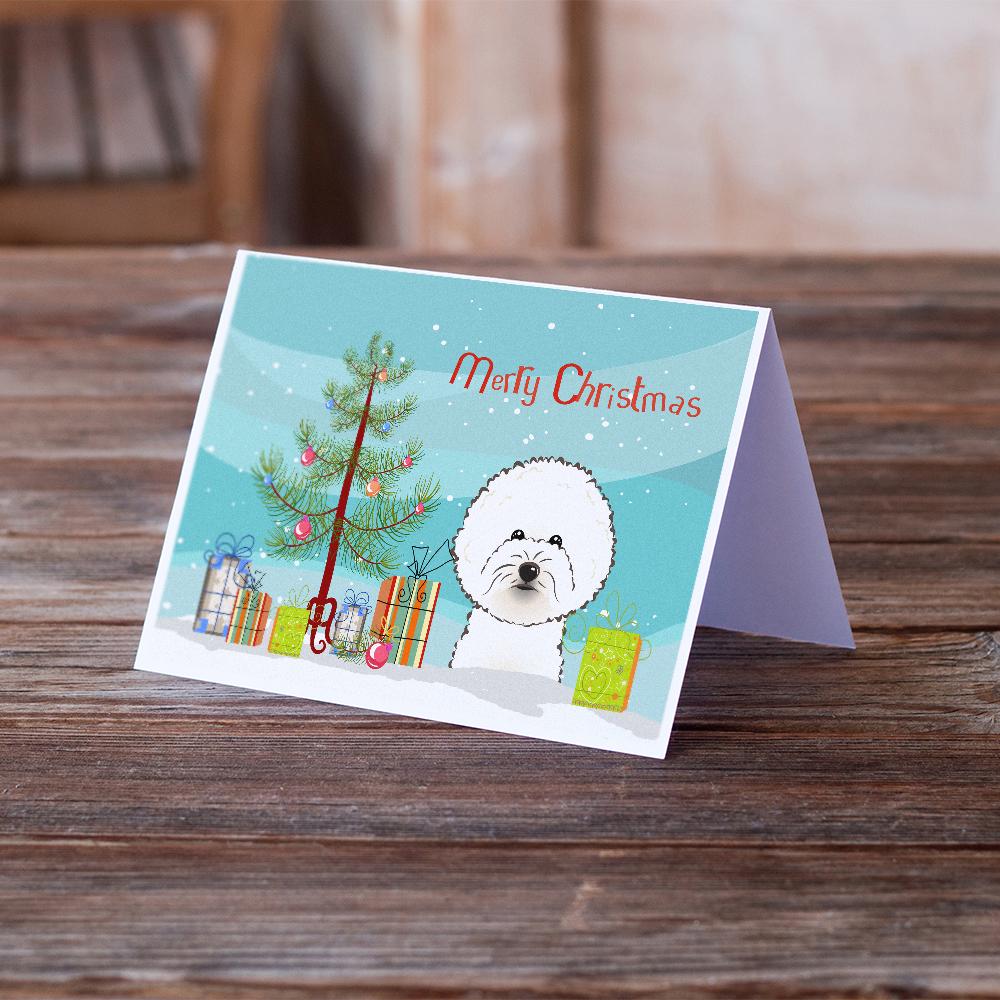 Christmas Tree and Bichon Frise Greeting Cards and Envelopes Pack of 8 - the-store.com