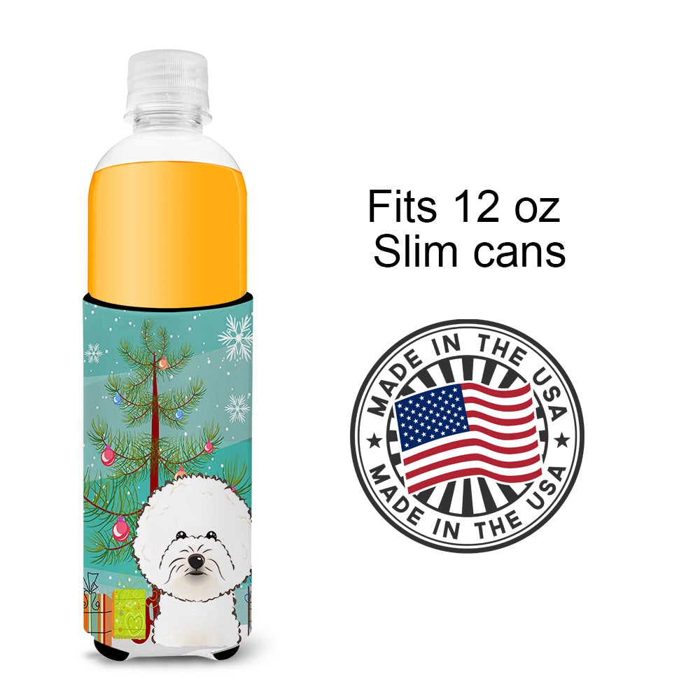 Christmas Tree and Bichon Frise Ultra Beverage Insulators for slim cans BB1589MUK