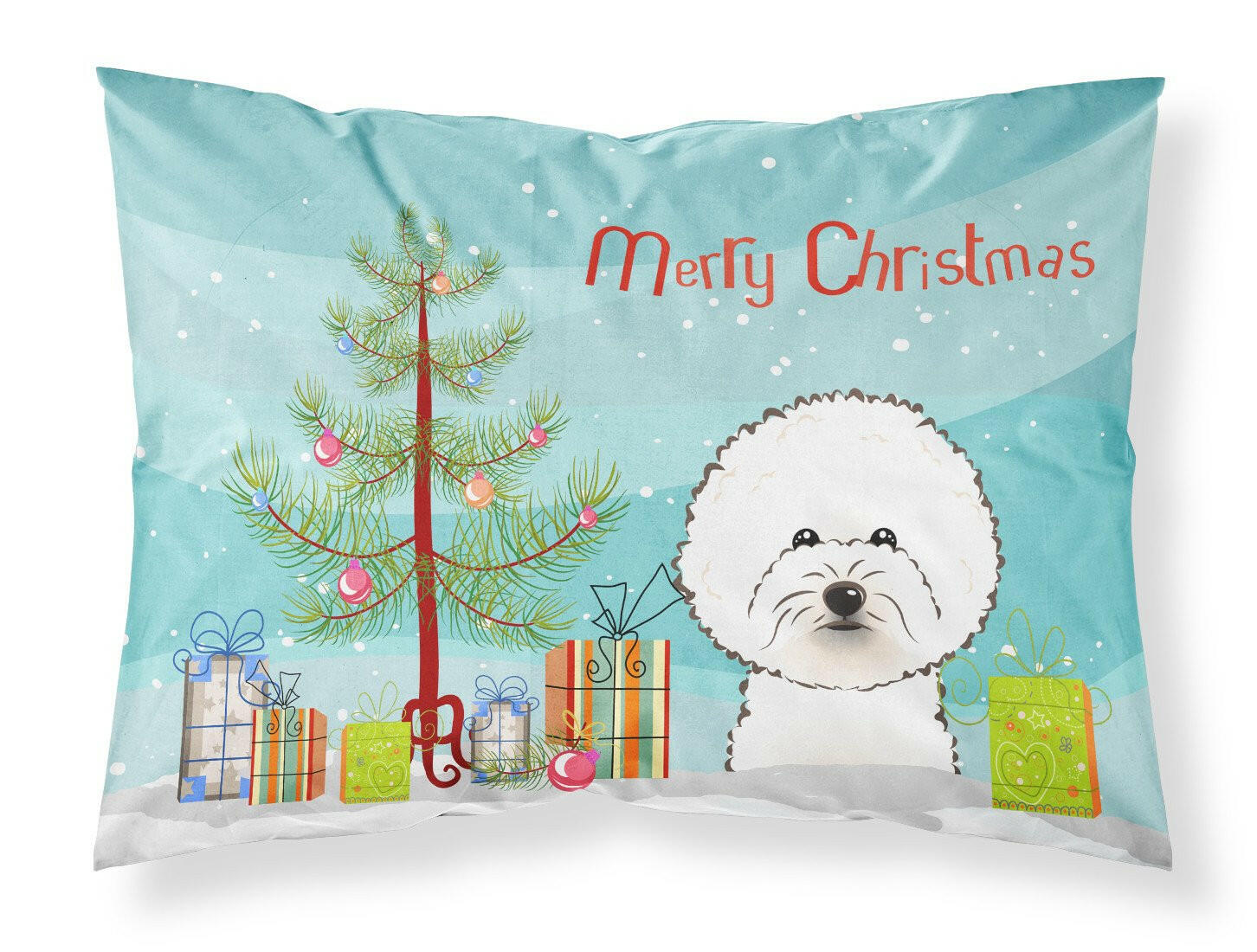 Christmas Tree and Bichon Frise Fabric Standard Pillowcase BB1589PILLOWCASE by Caroline's Treasures