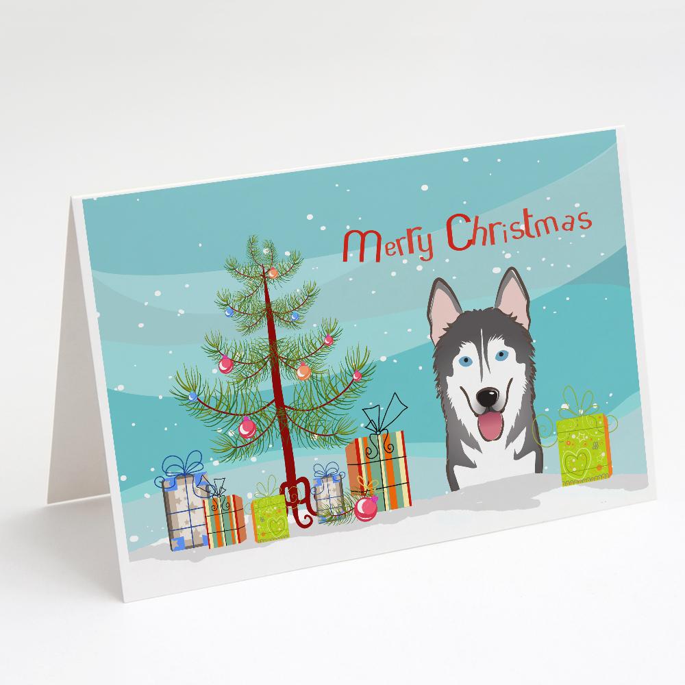Buy this Christmas Tree and Alaskan Malamute Greeting Cards and Envelopes Pack of 8