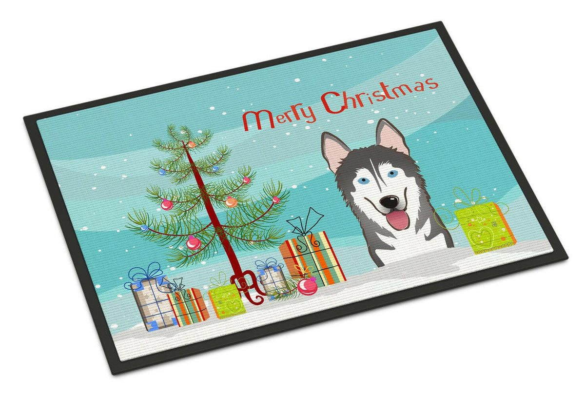 Christmas Tree and Alaskan Malamute Indoor or Outdoor Mat 18x27 BB1590MAT - the-store.com