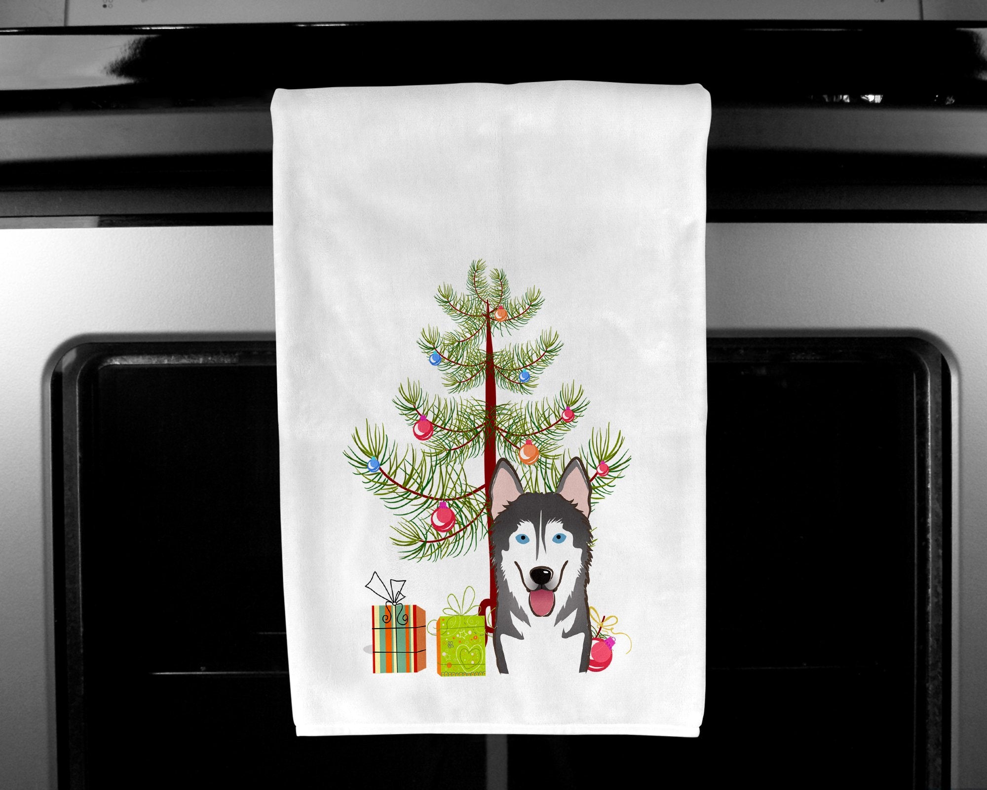 Christmas Tree and Alaskan Malamute White Kitchen Towel Set of 2 BB1590WTKT by Caroline's Treasures
