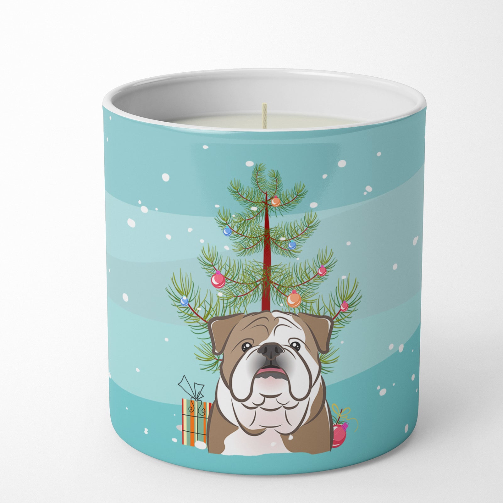 Buy this Christmas Tree and English Bulldog  10 oz Decorative Soy Candle