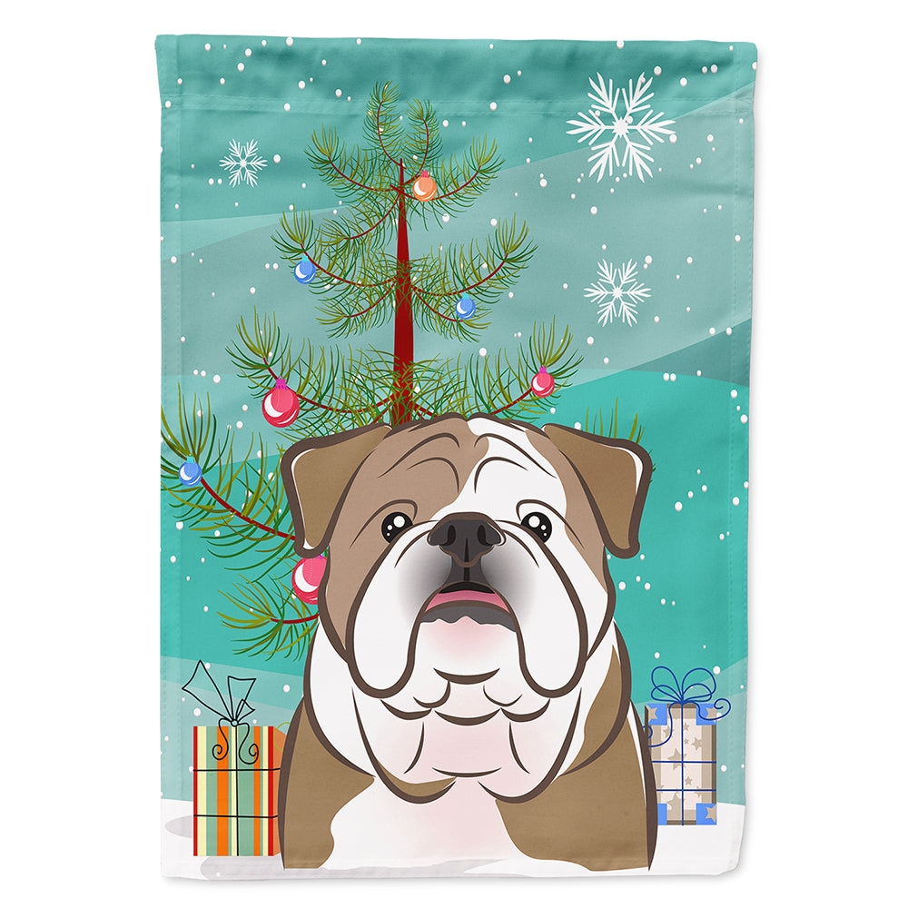 Christmas Tree and English Bulldog  Flag Canvas House Size BB1591CHF  the-store.com.