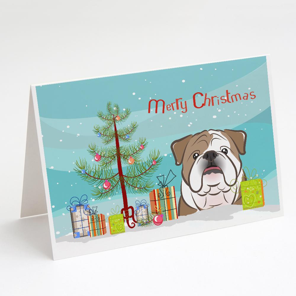 Buy this Christmas Tree and English Bulldog  Greeting Cards and Envelopes Pack of 8