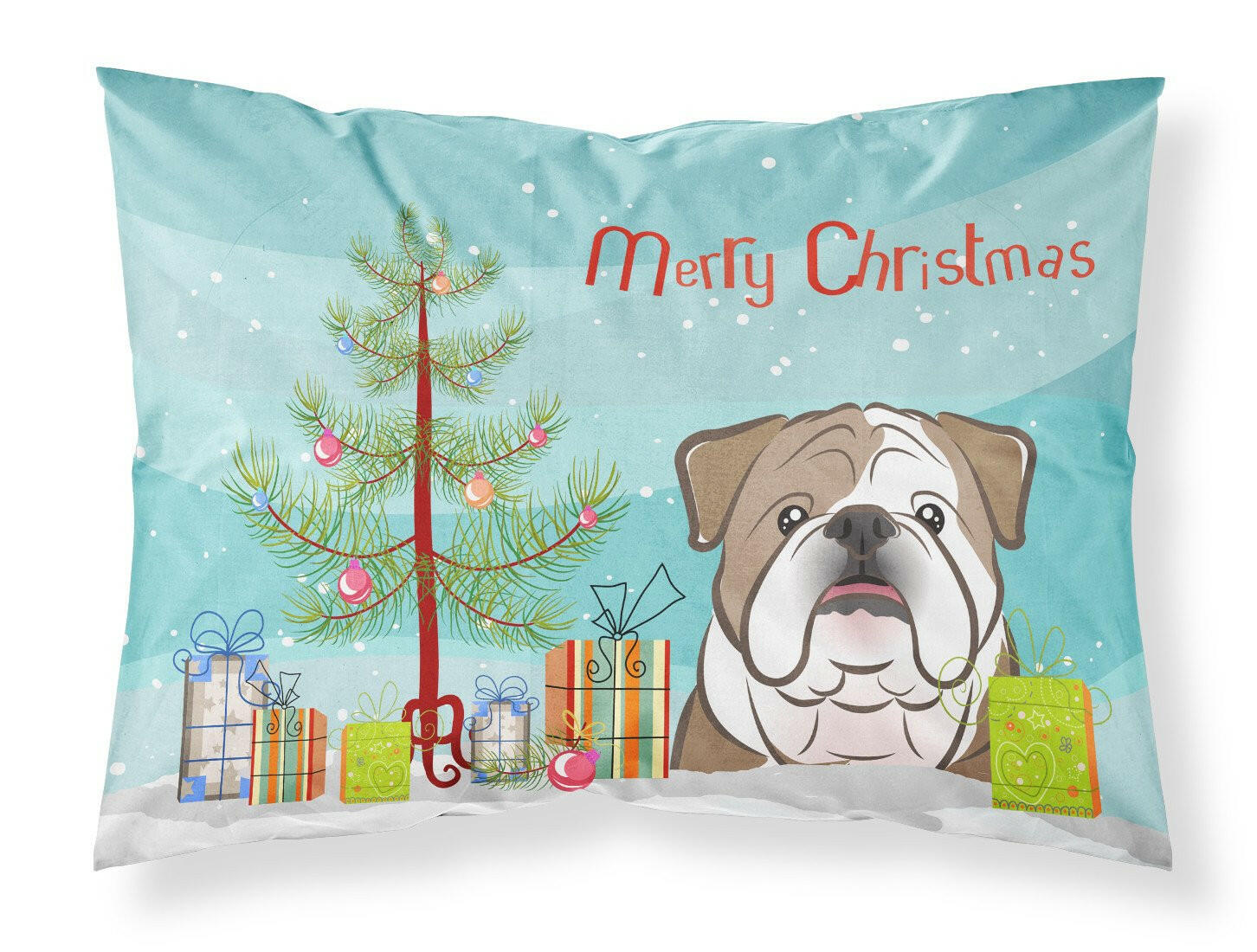 Christmas Tree and English Bulldog  Fabric Standard Pillowcase BB1591PILLOWCASE by Caroline's Treasures