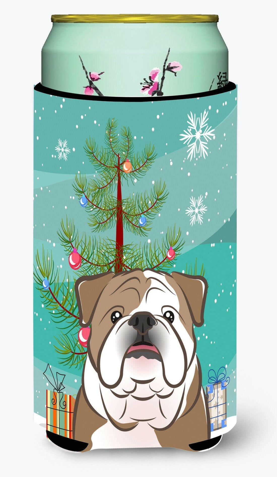 Christmas Tree and English Bulldog  Tall Boy Beverage Insulator Hugger BB1591TBC by Caroline&#39;s Treasures