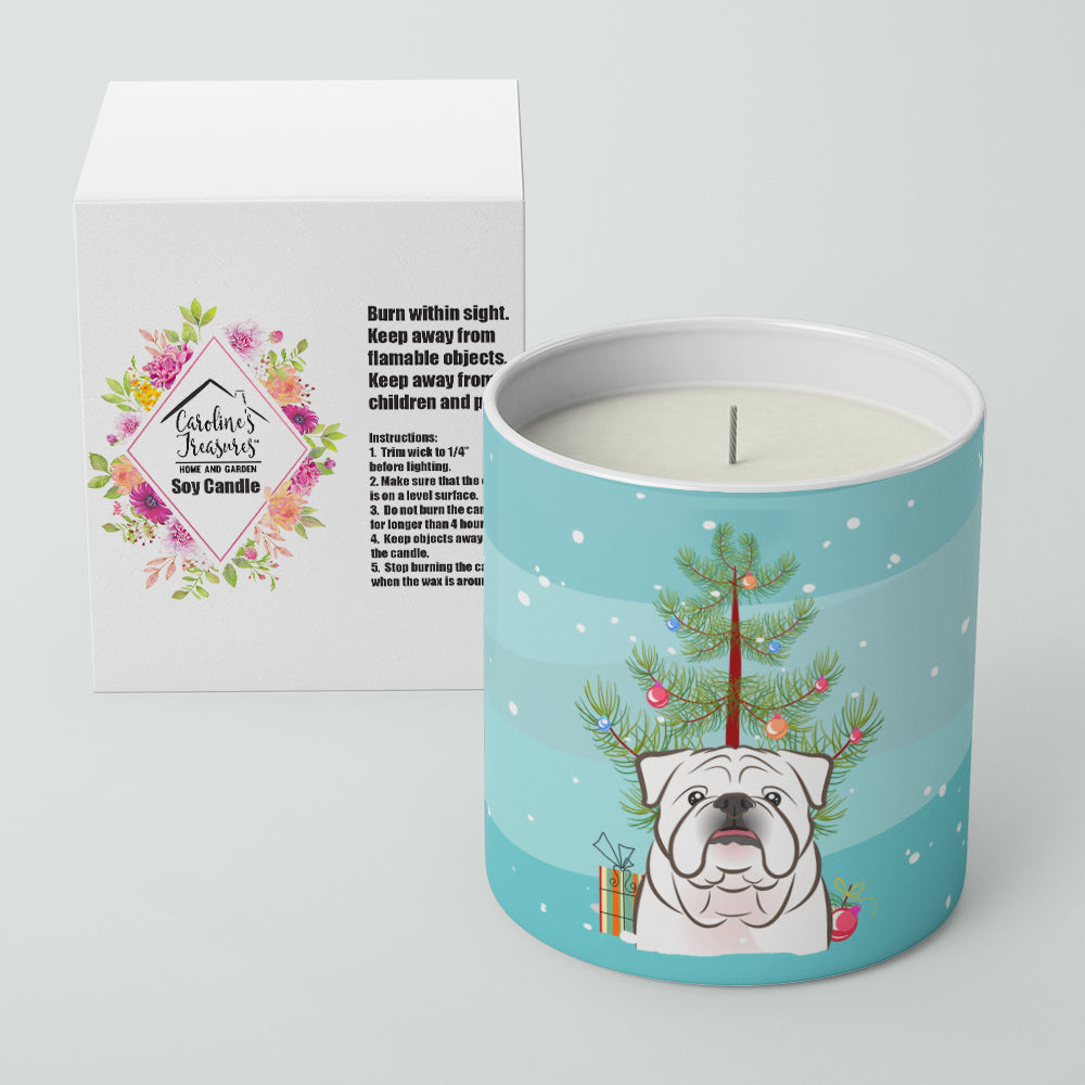 Christmas Tree and White English Bulldog  10 oz Decorative Soy Candle - the-store.com