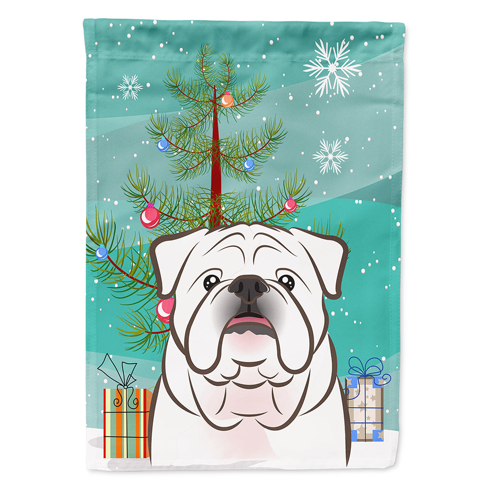 Christmas Tree and White English Bulldog  Flag Canvas House Size BB1592CHF