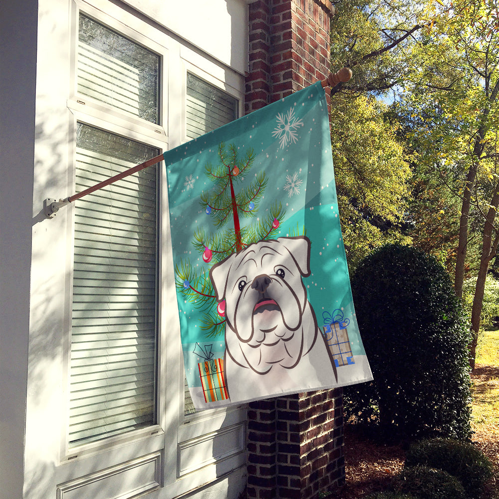 Christmas Tree and White English Bulldog  Flag Canvas House Size BB1592CHF  the-store.com.