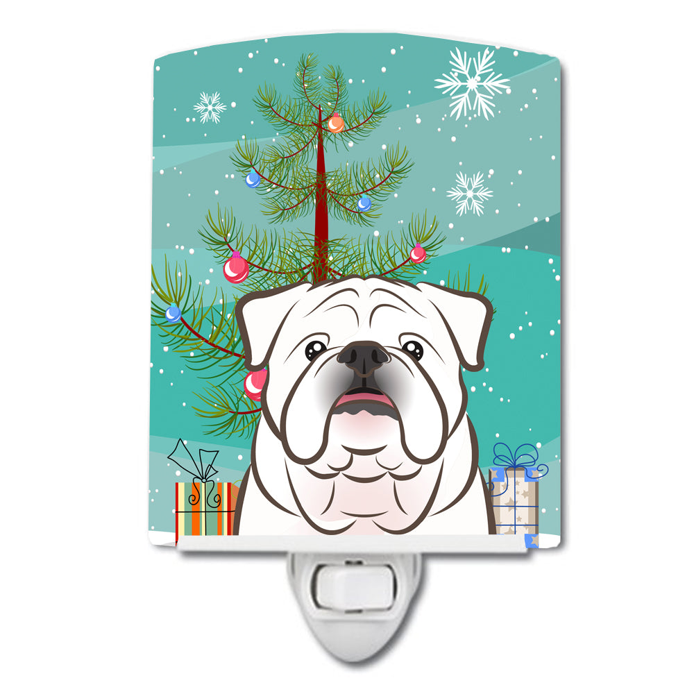 Christmas Tree and White English Bulldog  Ceramic Night Light BB1592CNL - the-store.com