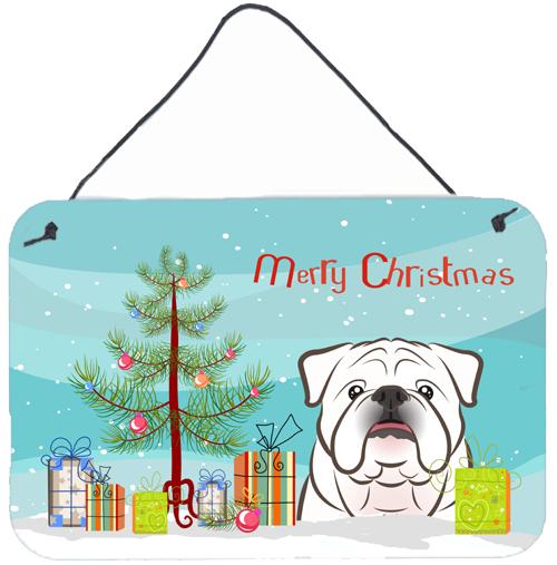 Christmas Tree and White English Bulldog  Wall or Door Hanging Prints BB1592DS812 by Caroline&#39;s Treasures