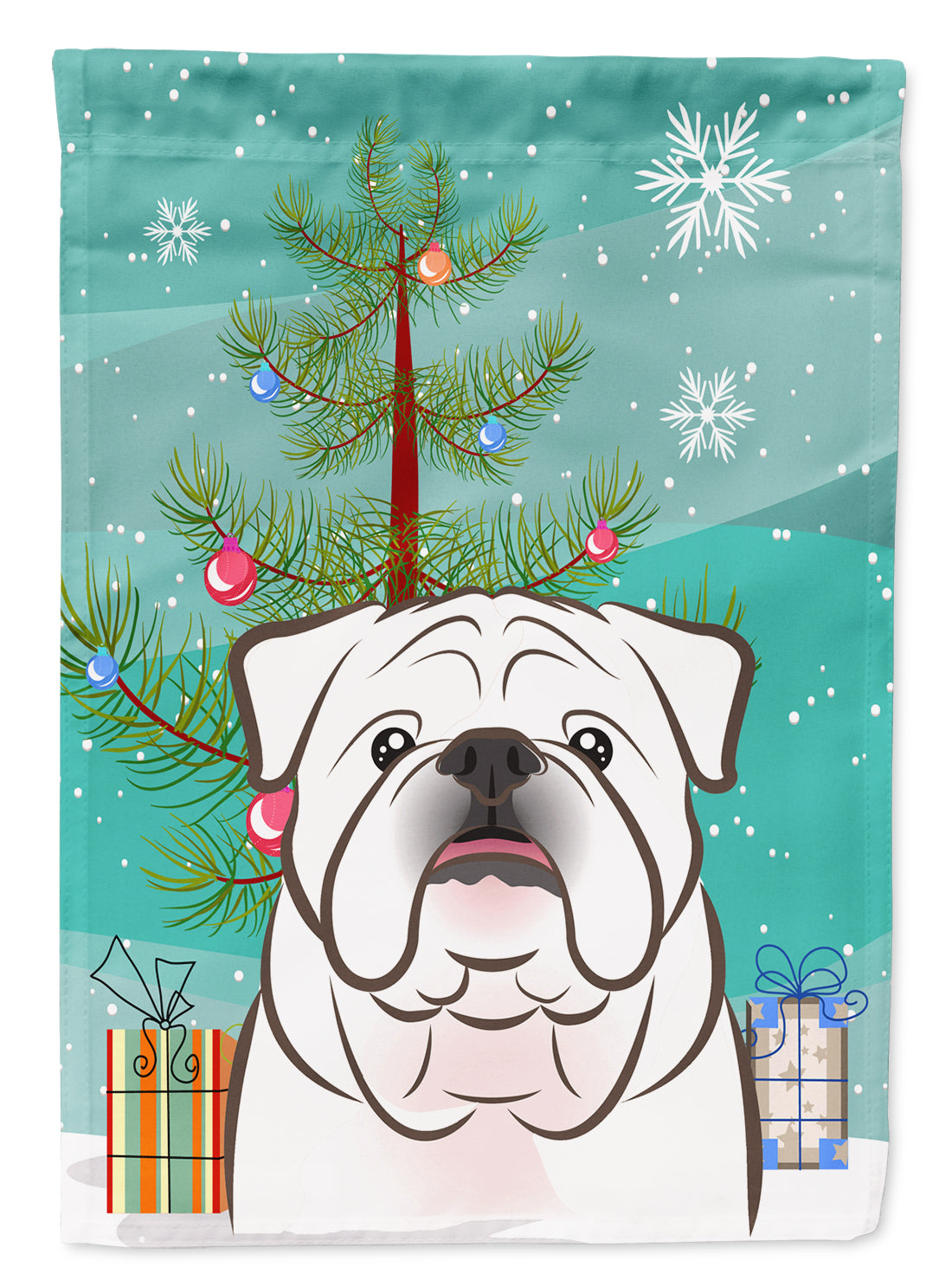 Christmas Tree and White English Bulldog  Flag Garden Size BB1592GF.