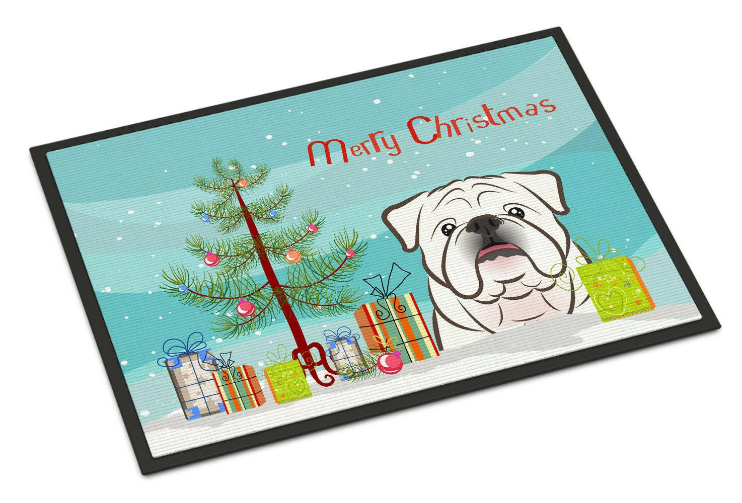Christmas Tree and White English Bulldog  Indoor or Outdoor Mat 24x36 BB1592JMAT - the-store.com