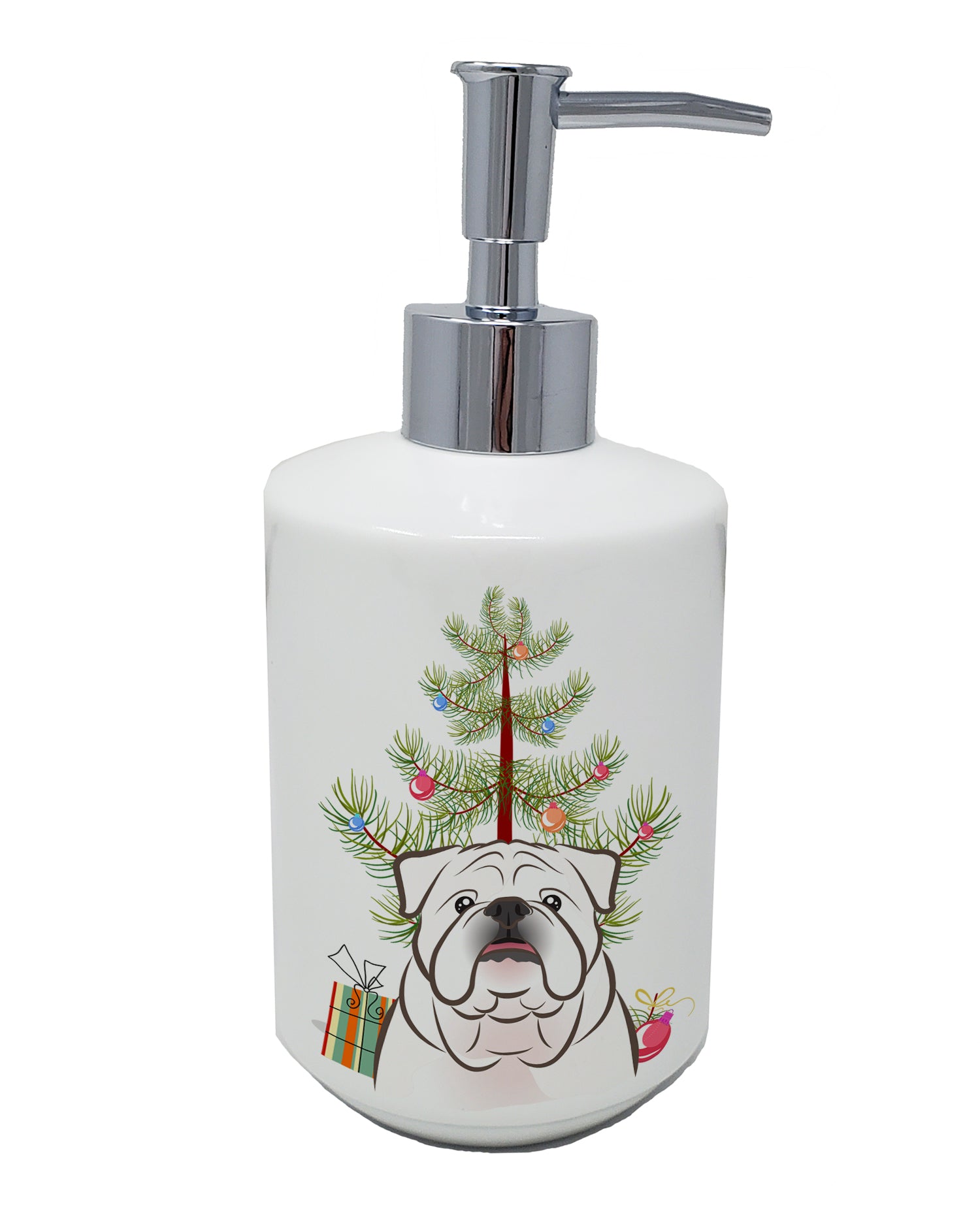 Buy this Christmas Tree and White English Bulldog  Ceramic Soap Dispenser
