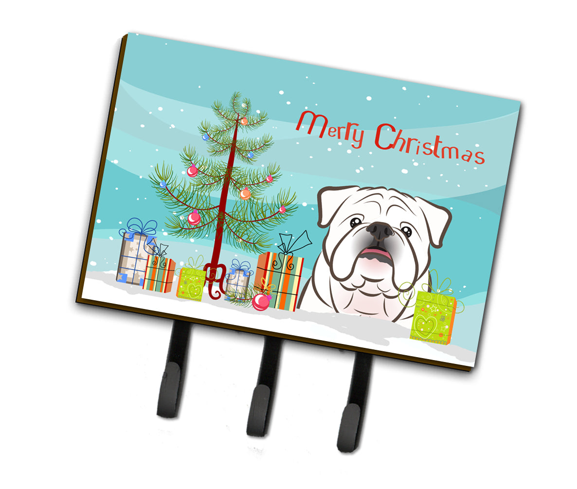Christmas Tree and White English Bulldog  Leash or Key Holder BB1592TH68