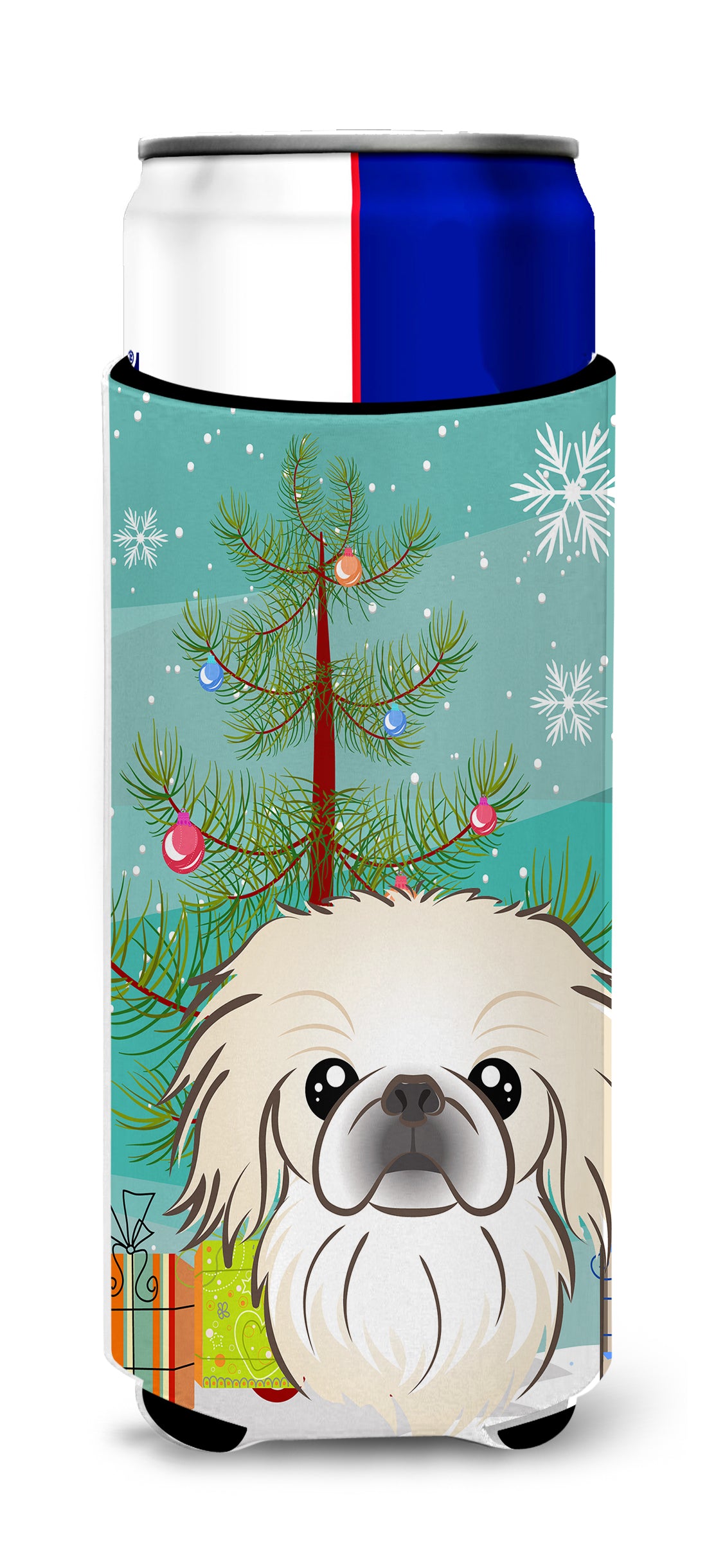 Christmas Tree and Pekingese Ultra Beverage Insulators for slim cans BB1593MUK  the-store.com.