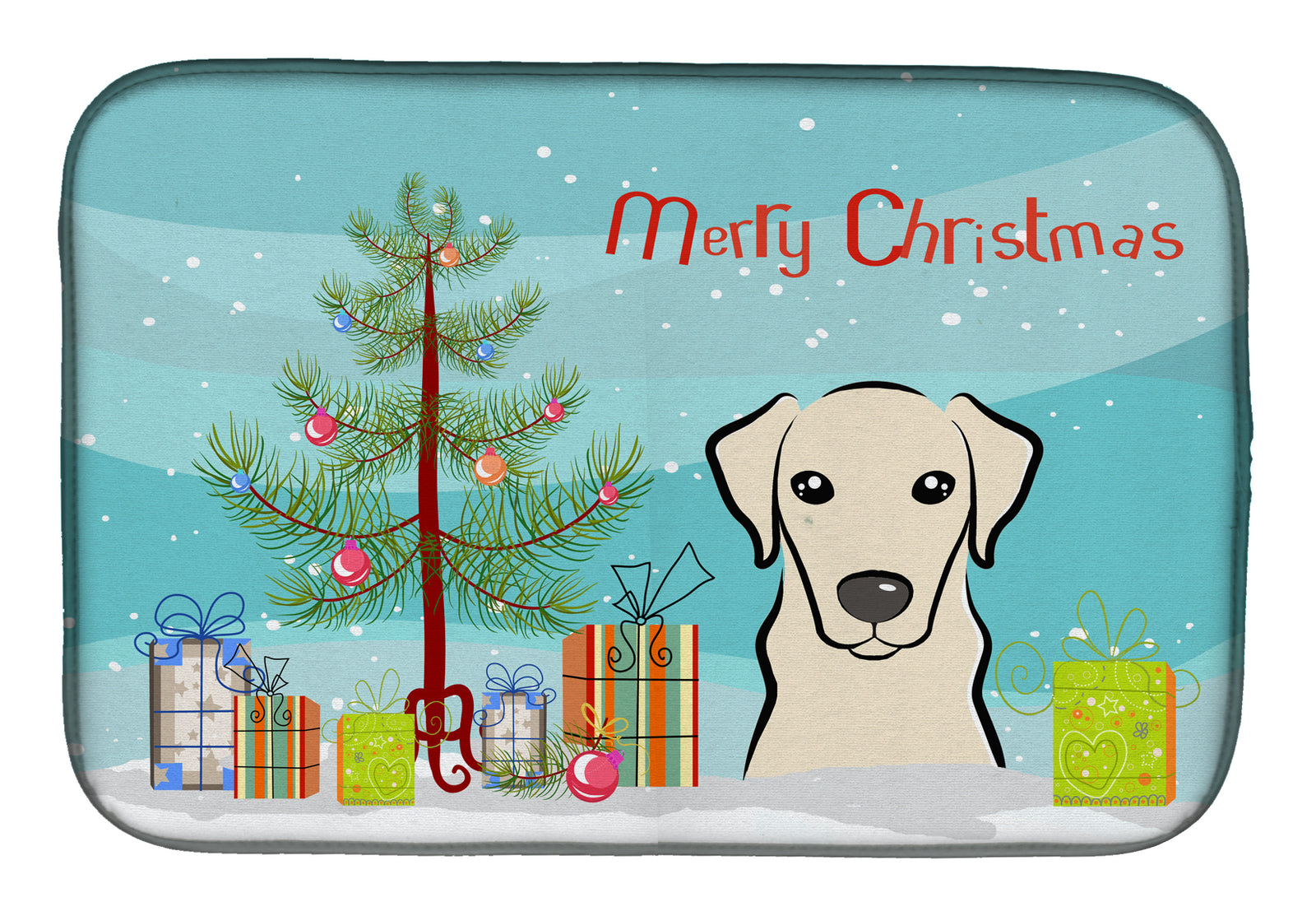 Christmas Tree and Yellow Labrador Dish Drying Mat BB1594DDM  the-store.com.