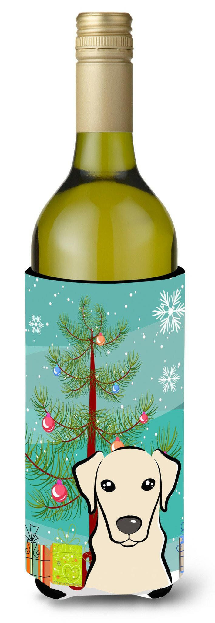 Christmas Tree and Yellow Labrador Wine Bottle Beverage Insulator Hugger BB1594LITERK by Caroline&#39;s Treasures