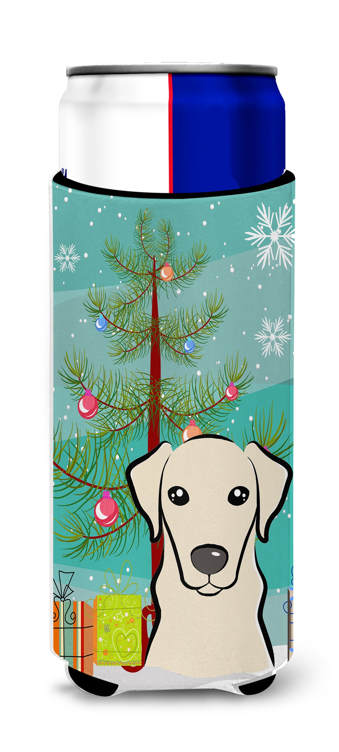 Christmas Tree and Yellow Labrador Ultra Beverage Insulators for slim cans BB1594MUK  the-store.com.