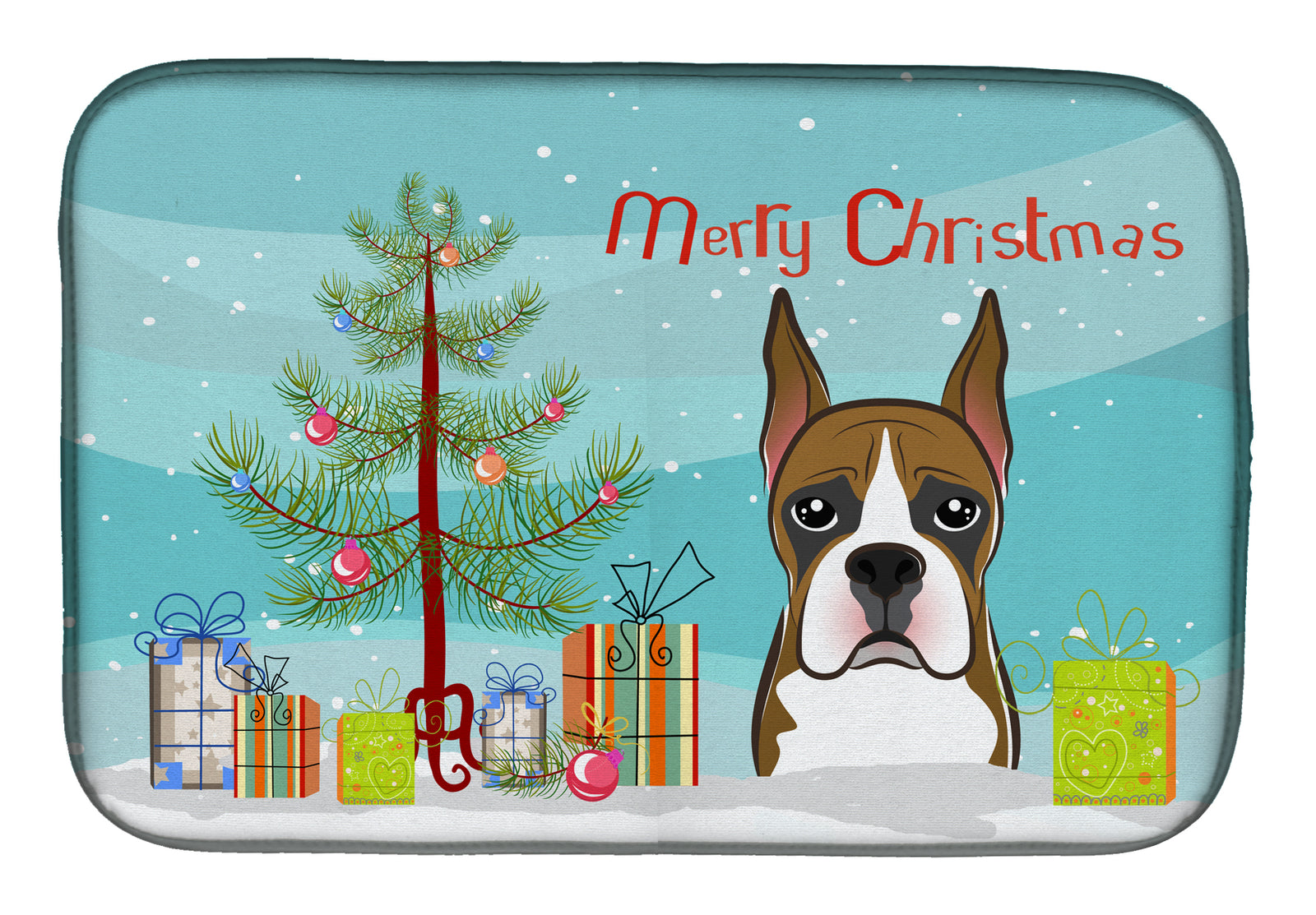 Christmas Tree and Boxer Dish Drying Mat BB1595DDM  the-store.com.